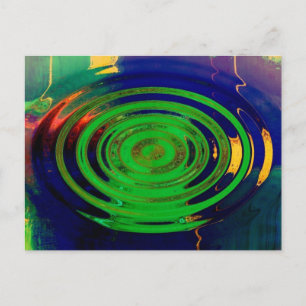 Carte Postale Vert & Bleu Art Abstrait contemporain