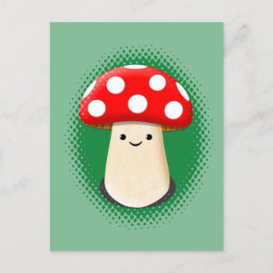 Carte Postale Vert champignons mignons
