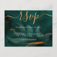 vert émeraude moderne et feuilles RSVP