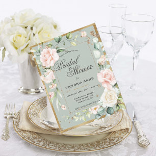 Carte Postale Vert sauge or aquarelle floral Fête de mariage civ