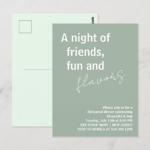Carte Postale Vert sauge une soirée amusante entre amis Dîner de