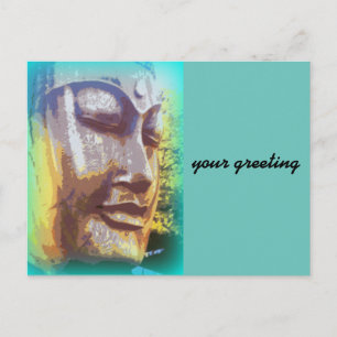 Carte Postale vert visage bouddha