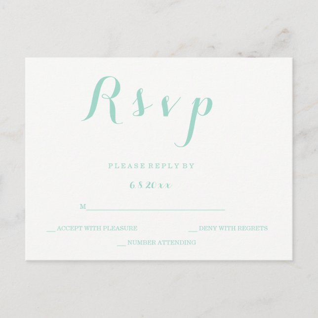 Carte postale verte de mariage rsvp (Devant)