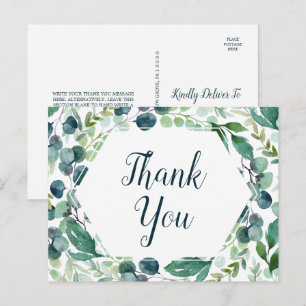 Carte postale verte et Merci Eucalyptus