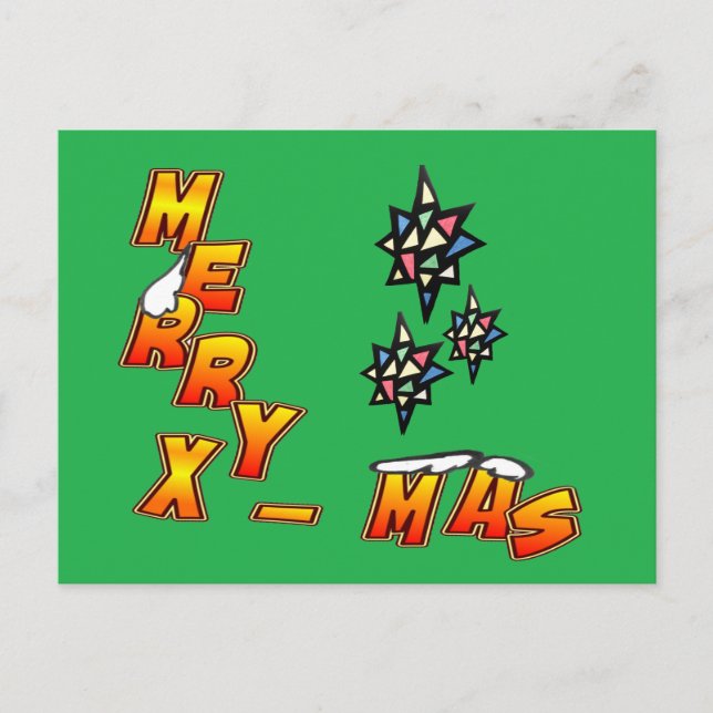 Carte postale verte Joyeuse Xmas 3 étoiles (Devant)