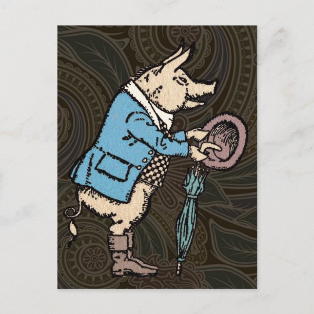 Carte Postale Veste de porc Piggy mignonne Formelle Antique (Devant)