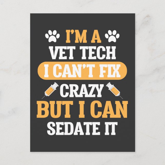 Carte Postale Vet Tech vétérinaire Animal vétérinaire Secourt vé (Devant)