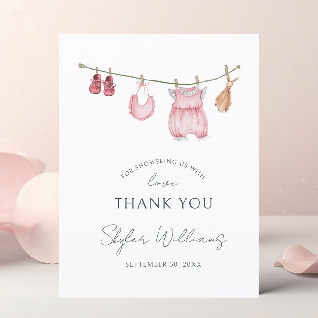 Carte Postale Vêtements de fille aquarelle Baby Shower minimalis (Créateur téléchargé)