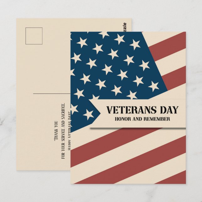 Carte Postale Veterans Day - Honor And Remember (Devant / Derrière)