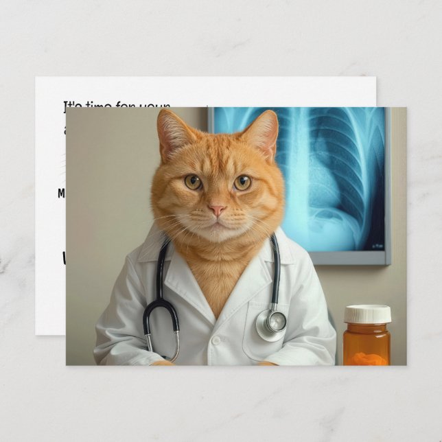 Carte Postale Veterinarian Cat With Stethoscope (Devant / Derrière)