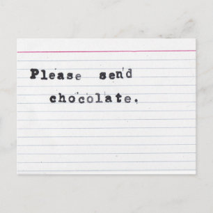 Carte Postale Veuillez envoyer du chocolat