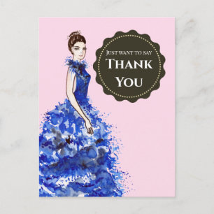 Carte Postale Veux juste dire merci à la dame avec une robe bleu