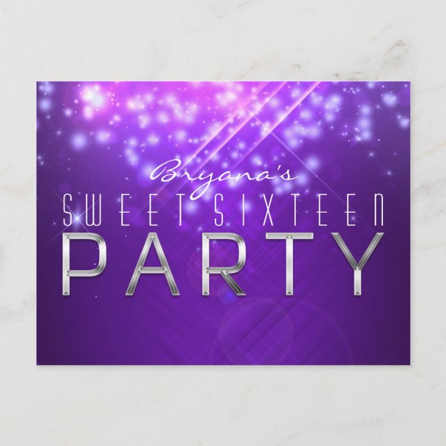 Carte postale Vibe PARTY Violet Sparkle Glam Club (Devant)