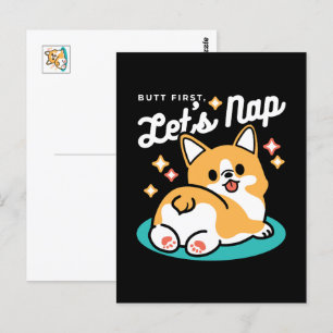 Carte Postale Vibes Corgi Butt et Nap - Joli chien couché