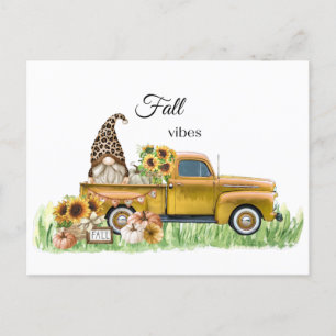 Carte Postale Vibes de automne Leopard Gnome Tournesol Jaune Pic