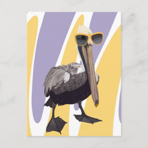 Carte Postale Vibes estivales amusantes Oiseau pélican