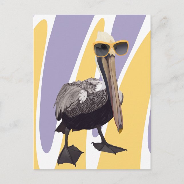 Carte Postale Vibes estivales amusantes Oiseau pélican (Devant)
