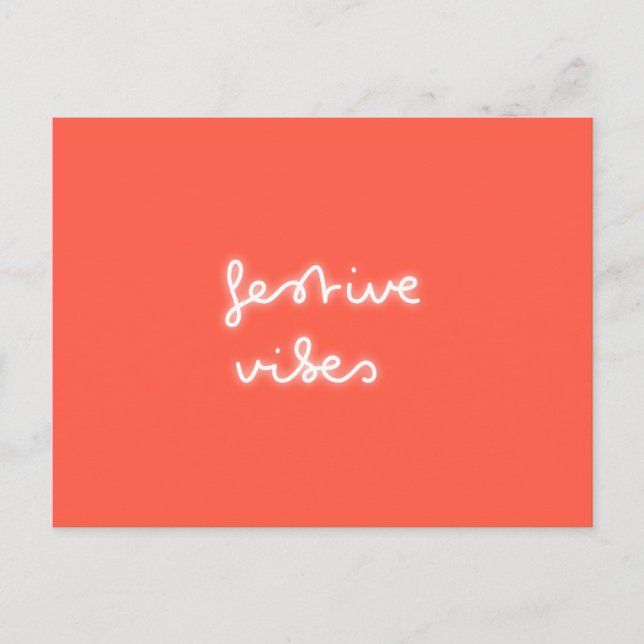Carte Postale Vibes festives | Neon moderne Lumière Rouge tendan (Devant)