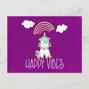 Carte Postale Vibes Joyeuses Cute Smiling Unicorn
