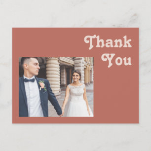 Carte Postale Vibes rétro simples   Vieux Mariage Rose Merci Po