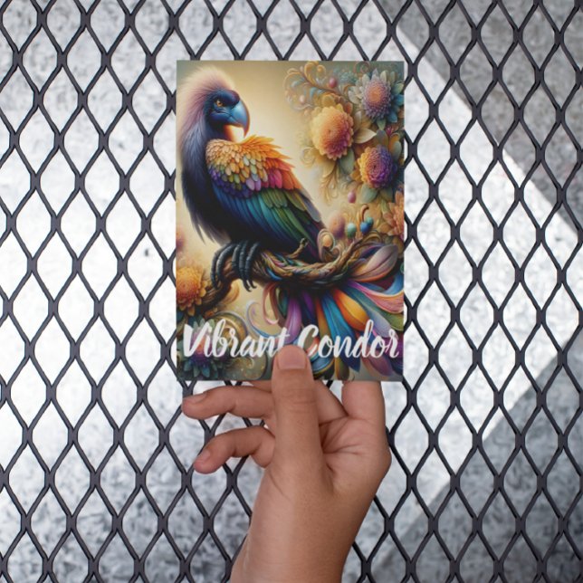 Carte Postale Vibrant Condor à Plumes Juché sur une Branche d'Ar (Créateur téléchargé)