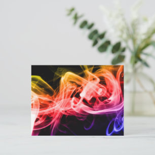 Carte Postale Vibrant Jaune Orange Violet Fumée Abstraite 