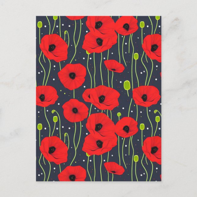 Carte Postale Vibrant moderne Red Poppies Art Motif (Devant)