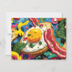 Carte Postale Vibrant Pop Art Motif Abstrait des oeufs et du bac