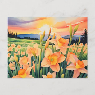 Carte Postale Vibrant prairie de jonquille