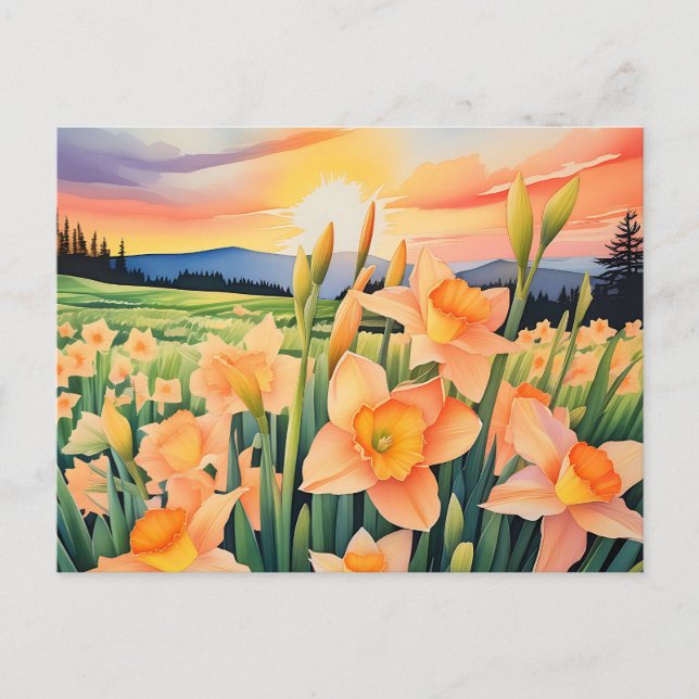 Carte Postale Vibrant prairie de jonquille (Devant)