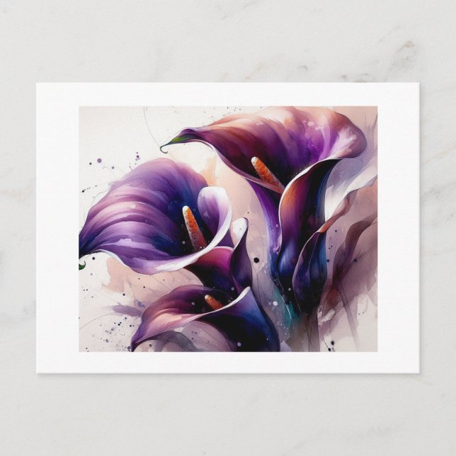 Carte Postale Vibrant Purple Calla Lilies,  (Devant)