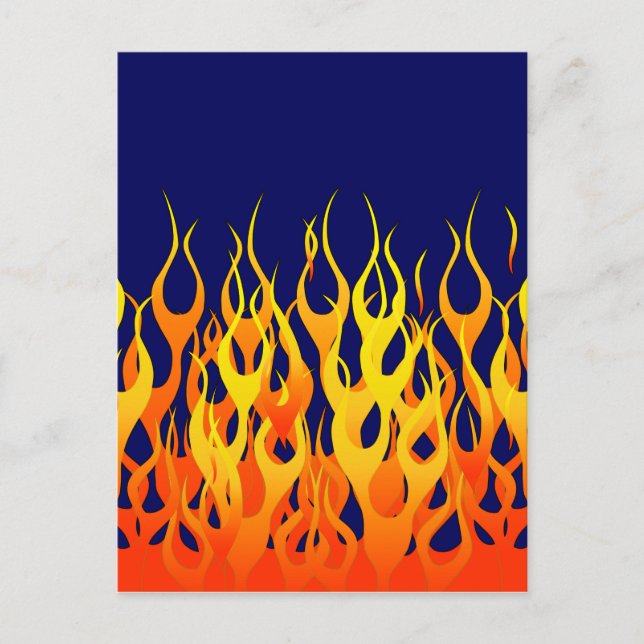 Carte Postale Vibrant Racing Flames on Navy Blue (Devant)