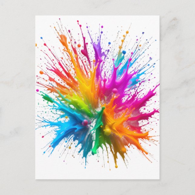 Carte Postale Vibrant Rainbow Paint Splatter Explosion (Devant)