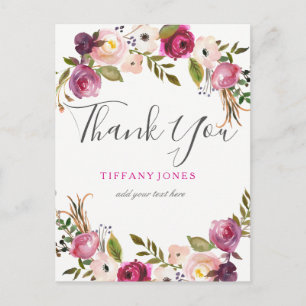 Carte Postale Vibrant rose Botanique Merci floral