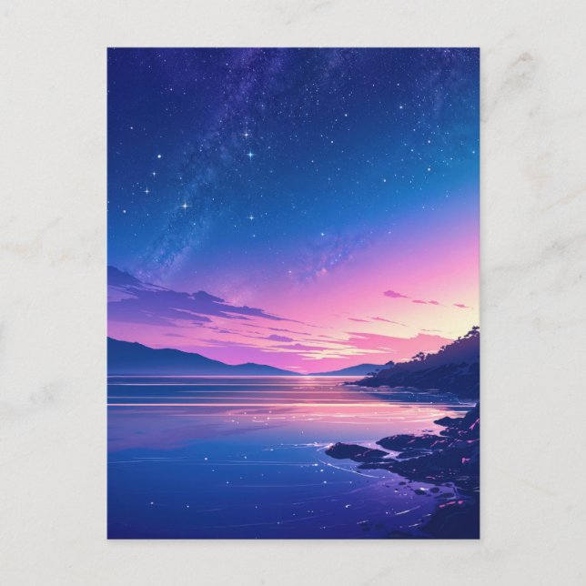 Carte Postale Vibrant Starry Night Coastal Sunset (Devant)