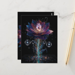 Carte Postale Vibrant Tech Blossom : Cœur de l'Art Lumière