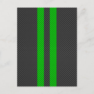 Carte Postale Vibrant Vert Carbone Fiber Style Racing Stripes