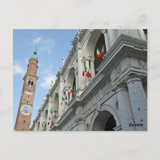 Carte Postale Vicence - Italie : Tour de la Basilique Palladiana (Dos)