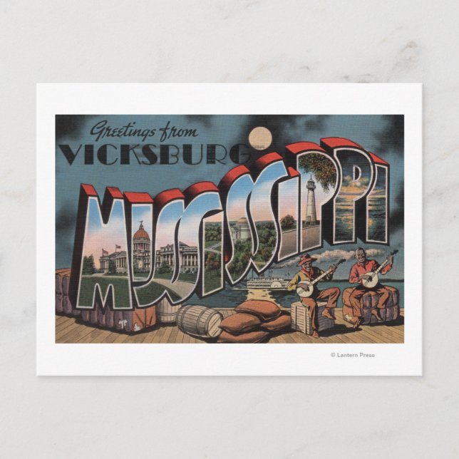 Carte Postale Vicksburg, Mississippi - Scènes de grandes lettres (Devant)