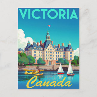 Carte Postale Victoria Canada Harbour Art Vintage