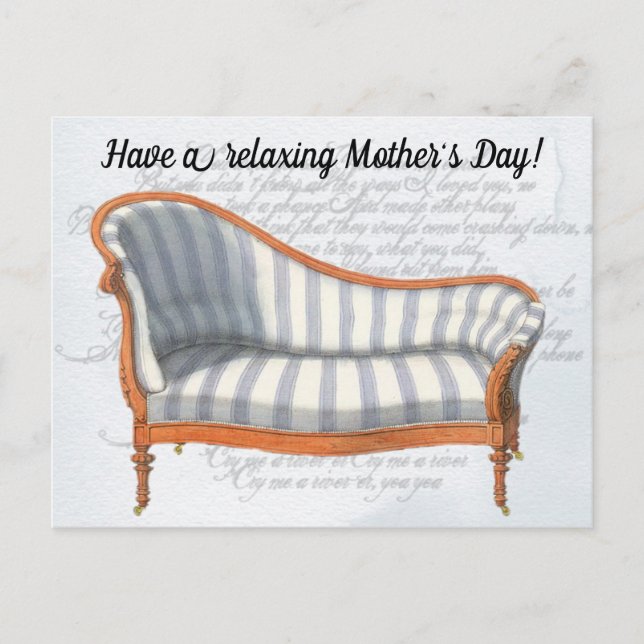 Carte Postale Victorian Blue Stripe Chaise Lounge (Devant)