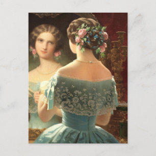 Carte Postale Victorian Femme Miroir, Papier Semi