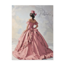 Victorian Lady Pretty Robe Rose Vintage Personnel