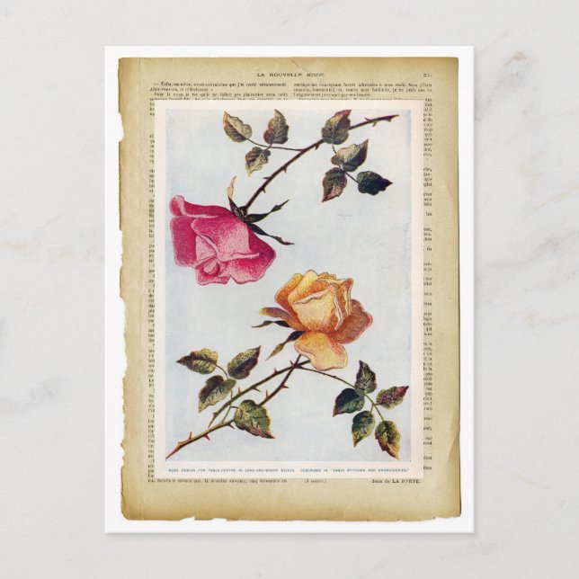 Carte postale Victorian Rose and Yellow Roses II (Devant)