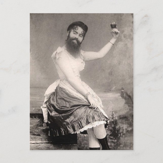 Carte Postale Victorian Weird, une femme à la barbe (Devant)