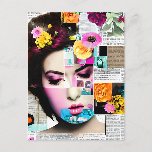 Carte Postale Victorian Woman Papier Collage Effet Art (Devant)