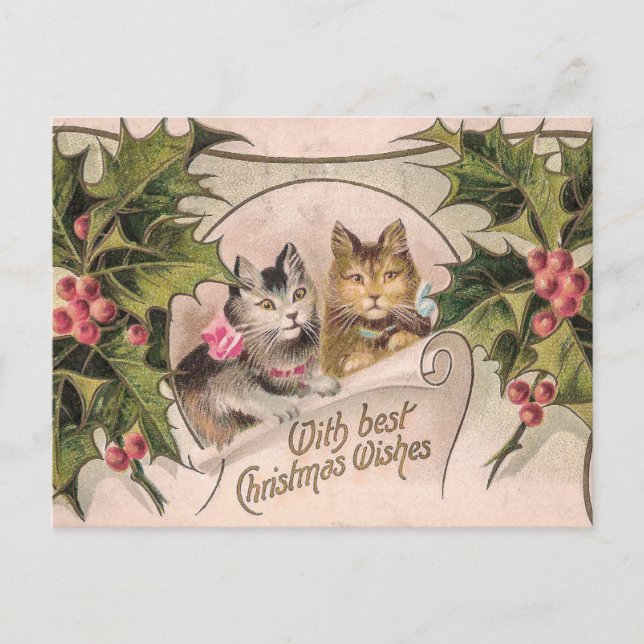 Carte Postale Victorien "Avec les meilleurs voeux de Noël" (Devant)