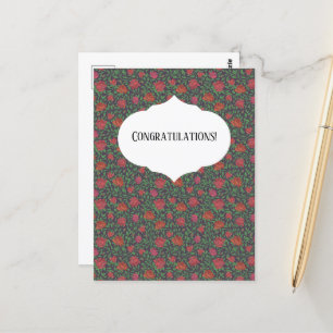 Carte Postale Victorien Gothique Parfait Rouge & Fuchsia Rose