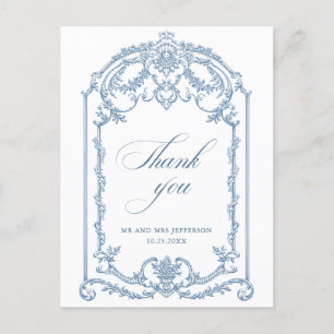 Carte Postale Victorien Ornate Grace Floral Dusty Mariage bleu
