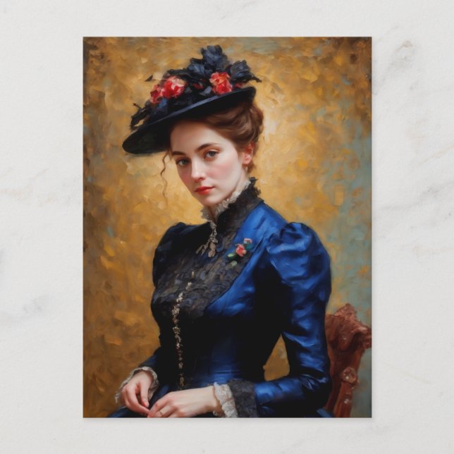 Carte Postale Victorienne Anglais Lady Portrait Peinture (Devant)